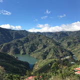 Scenic view of a lake surrounded by Costa Rican coffee farm